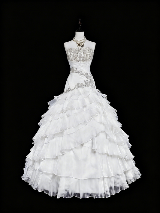 Beauty Brautkleid A-Linie Herzausschnitt Plissee Brautkleid D3302
