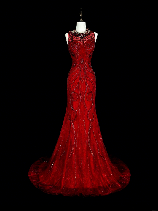 Gorgeous Prom Dress Crew Neck Mermaid Evening Dress Gala Dress        D3892