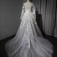 New Arrival Wedding Dress Long Sleeve Backless Tulle Pleated Wedding Dress  D3894