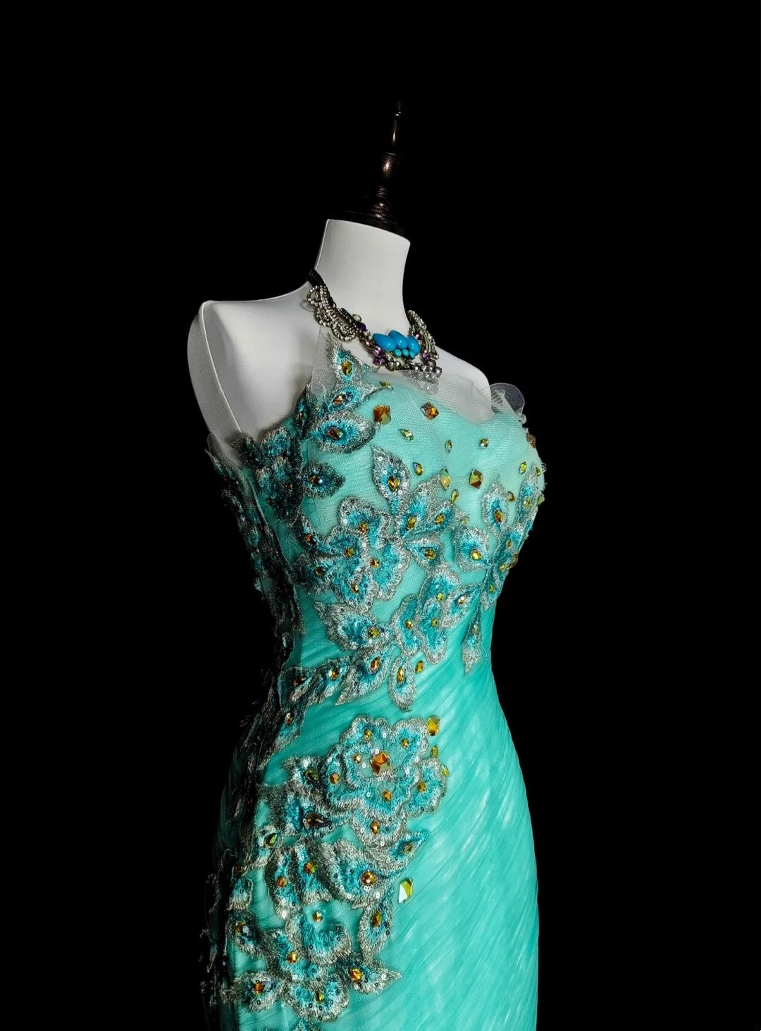 Pretty Prom Dress Strapless Tulle Pleated Mermaid Evening Dress Gala Dress Cocktail Dress           D3894