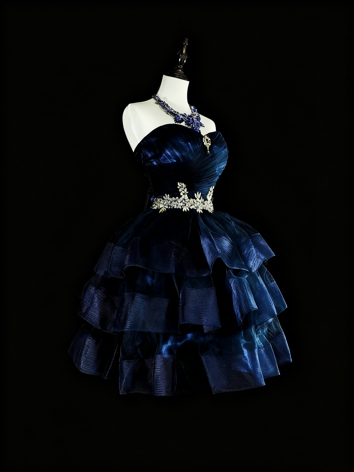 Newest Homecoming Dress Dark Blue Sweetheart Pleated Tiered Short Prom Dress Evening Dress Birthday Party Outfits      D3895