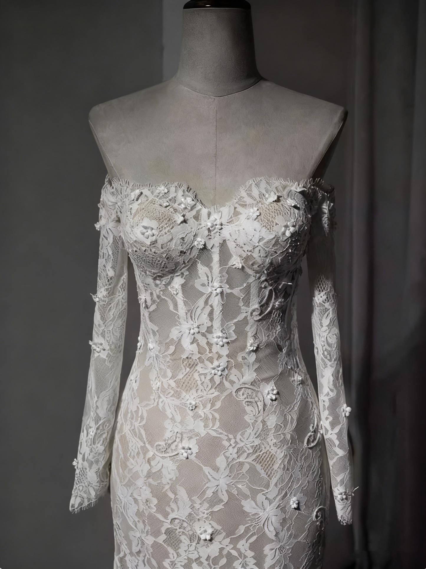 New Arrival Wedding Dress Off Shoulder Lace Mermaid Wedding Dresss  D3895