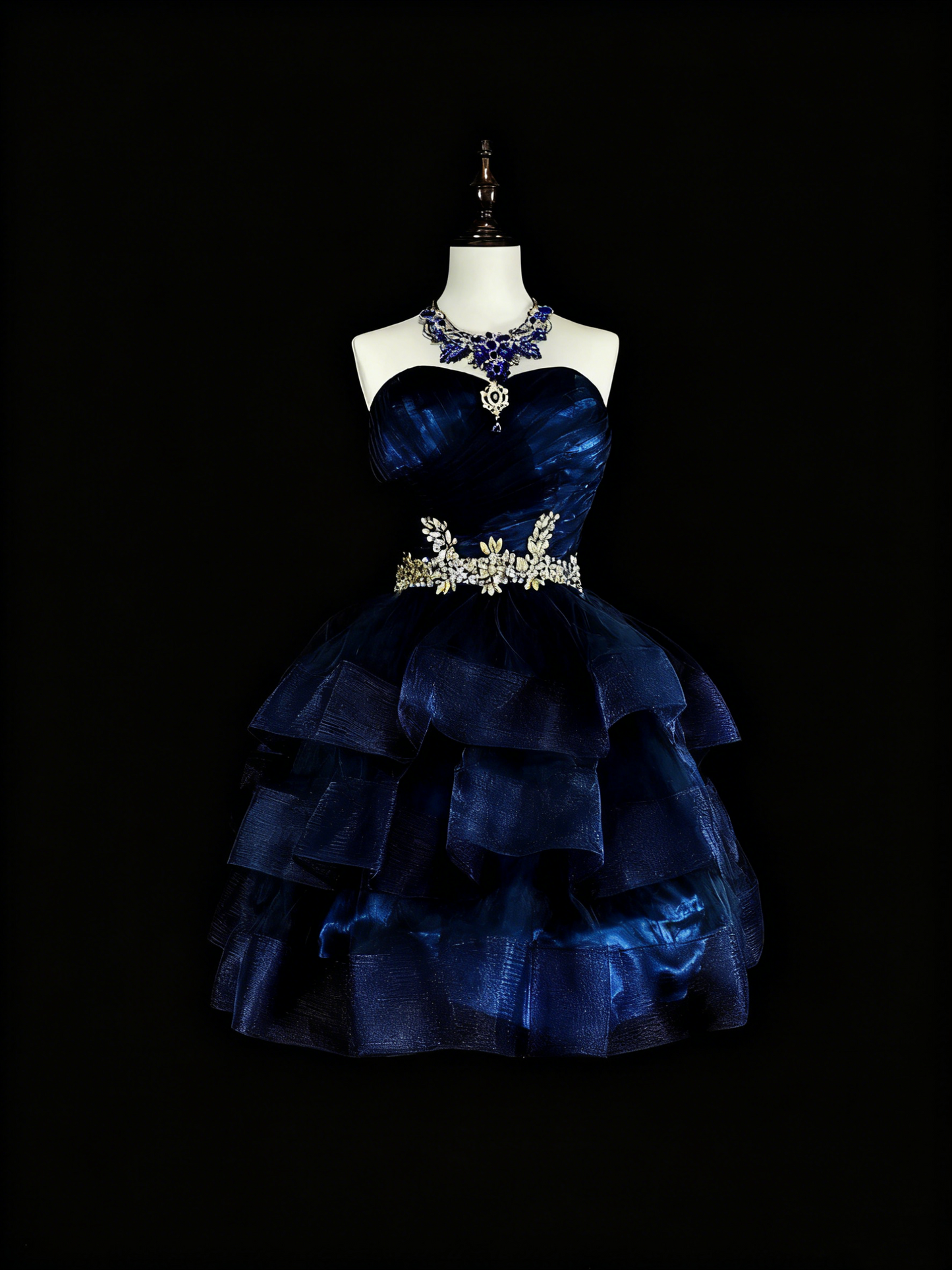 Newest Homecoming Dress Dark Blue Sweetheart Pleated Tiered Short Prom Dress Evening Dress Birthday Party Outfits      D3895