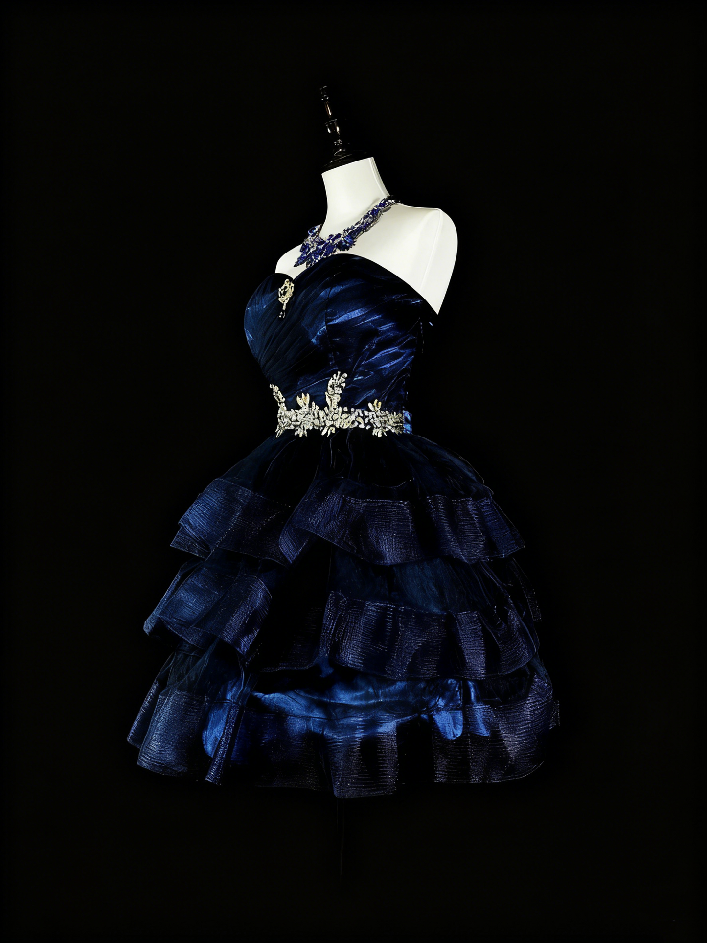 Newest Homecoming Dress Dark Blue Sweetheart Pleated Tiered Short Prom Dress Evening Dress Birthday Party Outfits      D3895
