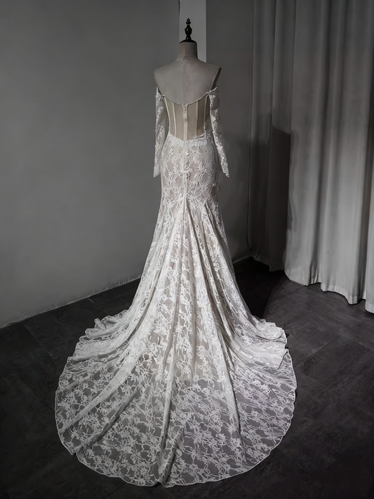 New Arrival Wedding Dress Off Shoulder Lace Mermaid Wedding Dresss  D3895