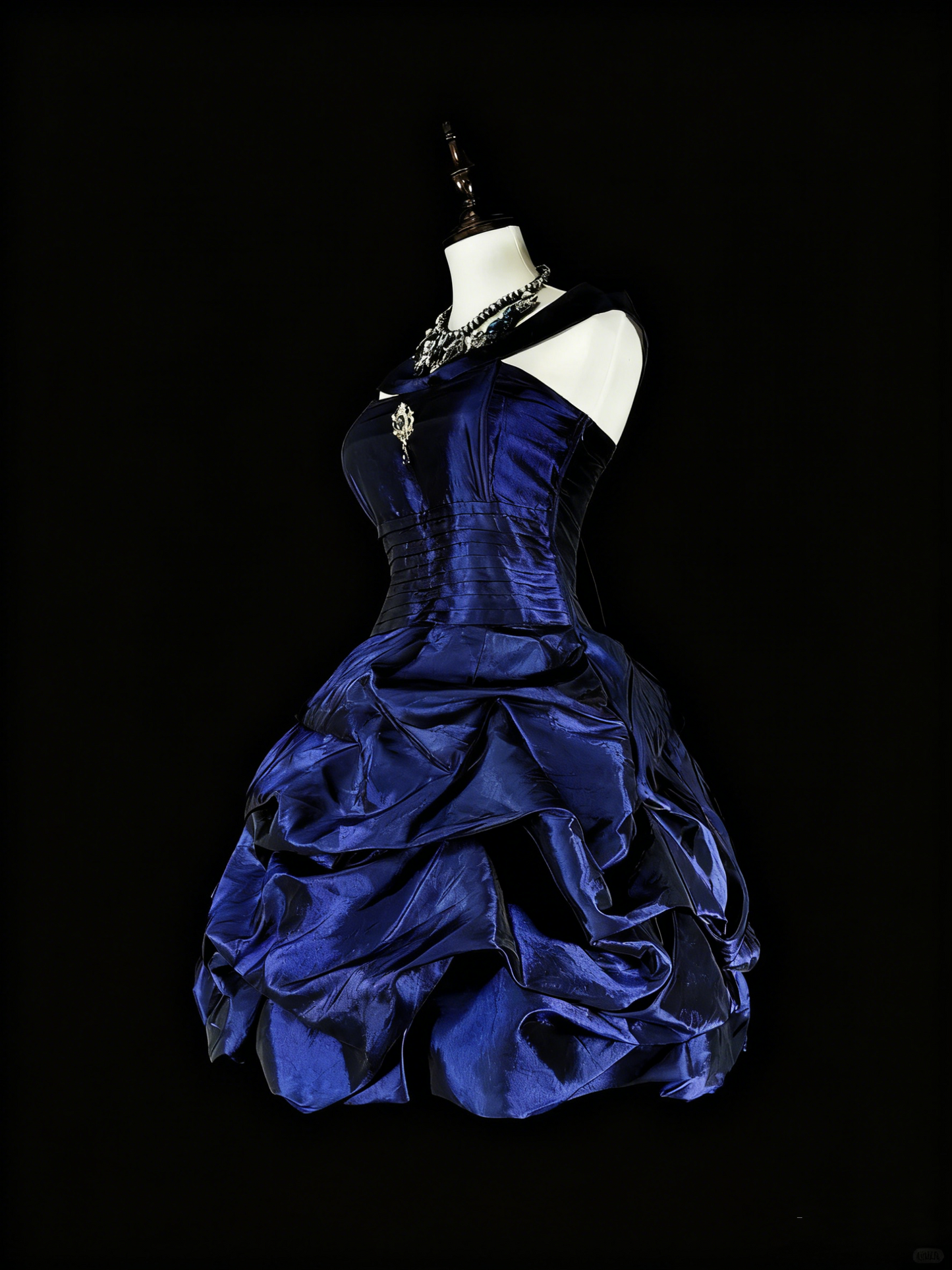 New Arrival Homecoming Dress Dark Blue Crew Neck Pleated Short Prom Dress Back to School Outfits Cocktail Dress   D3896