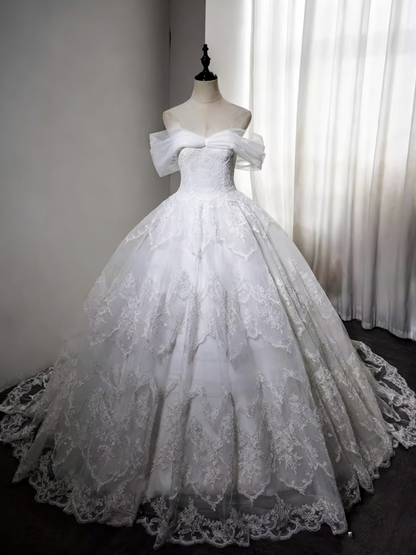 New Design Wedding Dress Off Shoulder Tulle Lace Wedding Dress  D3897