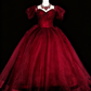 Popular Prom Dress Wine Red Sweetheart Pleated Tulle Ball Gown Evening Dress Birthday Dress  D3898