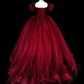 Popular Prom Dress Wine Red Sweetheart Pleated Tulle Ball Gown Evening Dress Birthday Dress  D3898