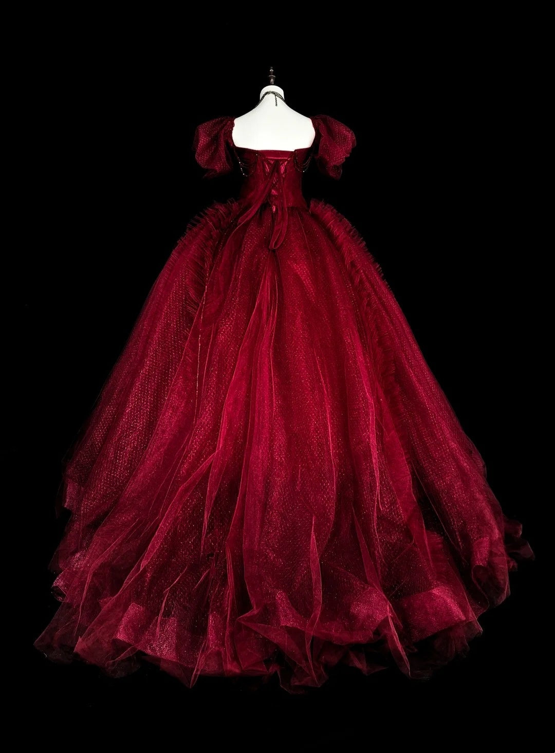 Popular Prom Dress Wine Red Sweetheart Pleated Tulle Ball Gown Evening Dress Birthday Dress  D3898