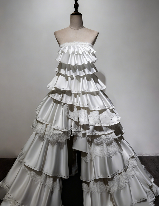 Newest Wedding Dress Strapless Tiered Wedding Dress   D3898