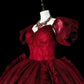 Popular Prom Dress Wine Red Sweetheart Pleated Tulle Ball Gown Evening Dress Birthday Dress  D3898