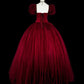 Elegant Prom Dress Wine Red Square Neck Pleated Tulle Ball Gown Evening Dress Birthday Dress  D3901