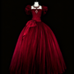 Elegant Prom Dress Wine Red Square Neck Pleated Tulle Ball Gown Evening Dress Birthday Dress  D3901
