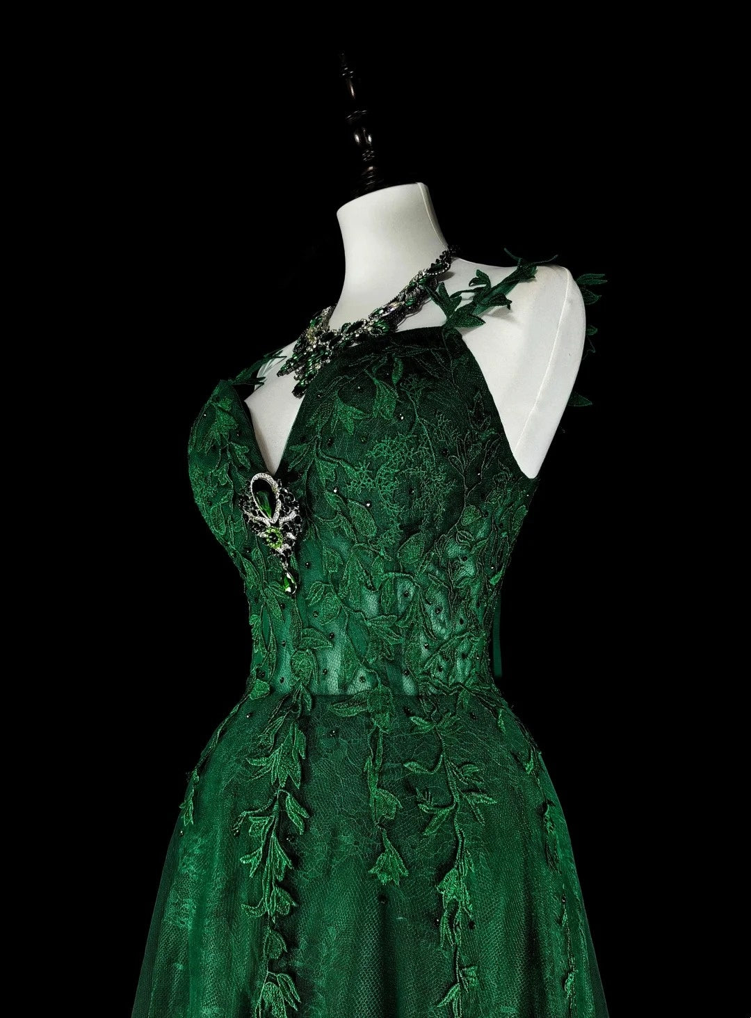 Stunning Prom Dress Dark Green Spaghetti Straps Pleated Evening Dress Gala Dress     D3904