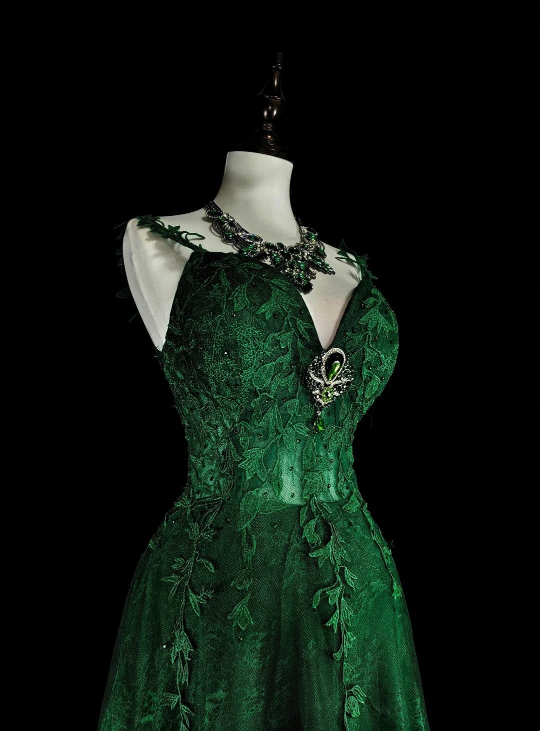 Stunning Prom Dress Dark Green Spaghetti Straps Pleated Evening Dress Gala Dress     D3904