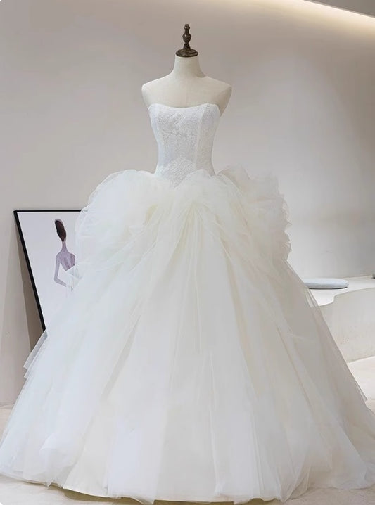 Robe de mariée beauté A-Line, décolleté en cœur, plissée, D3302