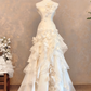 Robe de mariée beauté A-Line, décolleté en cœur, plissée, D3302