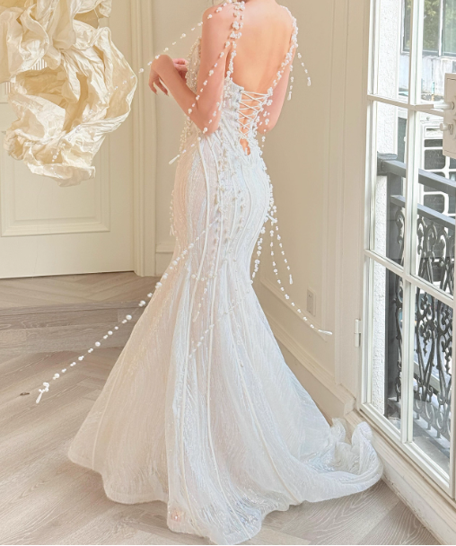 Robe de mariée beauté A-Line, décolleté en cœur, plissée, D3302