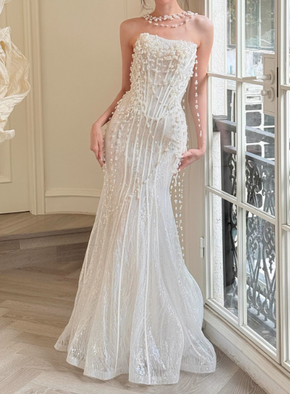 Robe de mariée beauté A-Line, décolleté en cœur, plissée, D3302