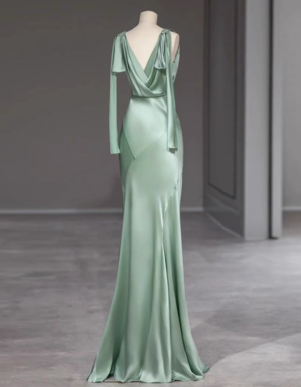 Minimalist Prom Dress V-neck Long Evening Dress Gala Dress Cocktail Dress   D3916