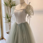 Elegant Prom Dress Square Neck Tulle Pleated Evening Dress Gala Dress Birthday Party Dress   D3918
