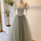 Elegant Prom Dress Square Neck Tulle Pleated Evening Dress Gala Dress Birthday Party Dress   D3918
