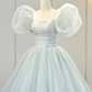 Newest Prom Dress Square Neck Tulle Pleated Ball Gown Evening Dress Birthday Outfits D3919