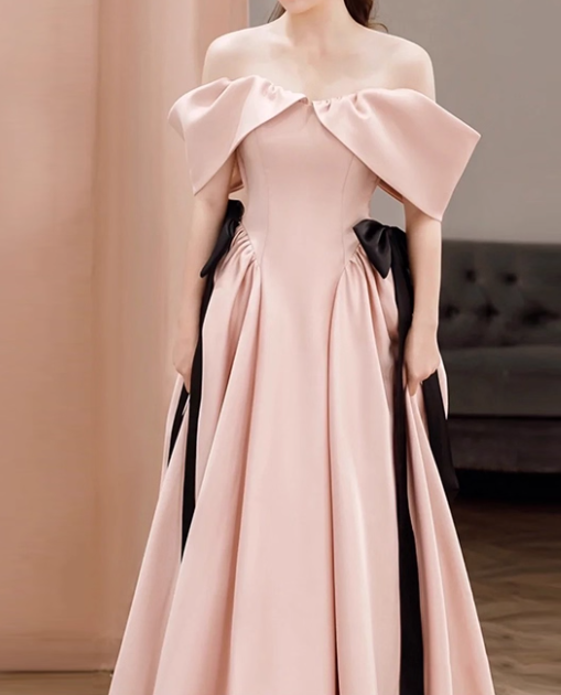 Pretty Prom Dress Off Shoulder Pleated Evening Dress Birthday Party Outfits   D3920