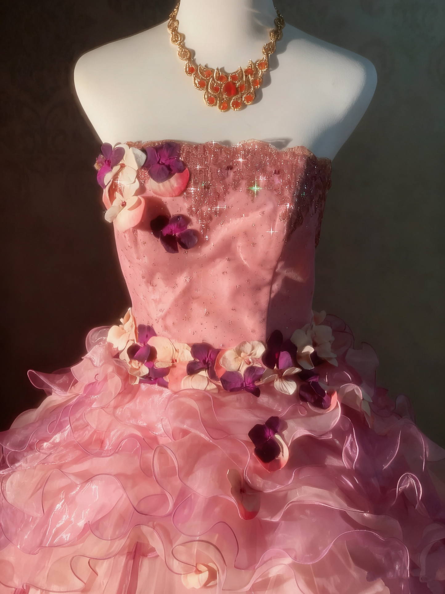 Beauty Prom Dress Strapless Ruffle Pleated Ball Gown Evening Dress Quinceanera Dress  D3924