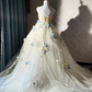 Charming Prom Dress Strapless Floral Tulle Pleated Ball Gown Evening Dress Sweet 16 Dress  D3926