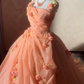 Beauty Prom Dress Square Neck Pleated Flower Ball Gown Evening Dress Sweet 16 Dress  D3927
