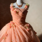 Beauty Prom Dress Square Neck Pleated Flower Ball Gown Evening Dress Sweet 16 Dress  D3927