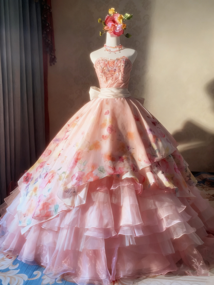 Pretty Prom Dress Sweetheart Tiered Ball Gown Evening Dress Quinceanera Dress  D3929