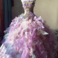 New Arrival Prom Dress Strapless Pleated Ruffle Ball Gown Evening Dress Quinceanera Dress  D3930