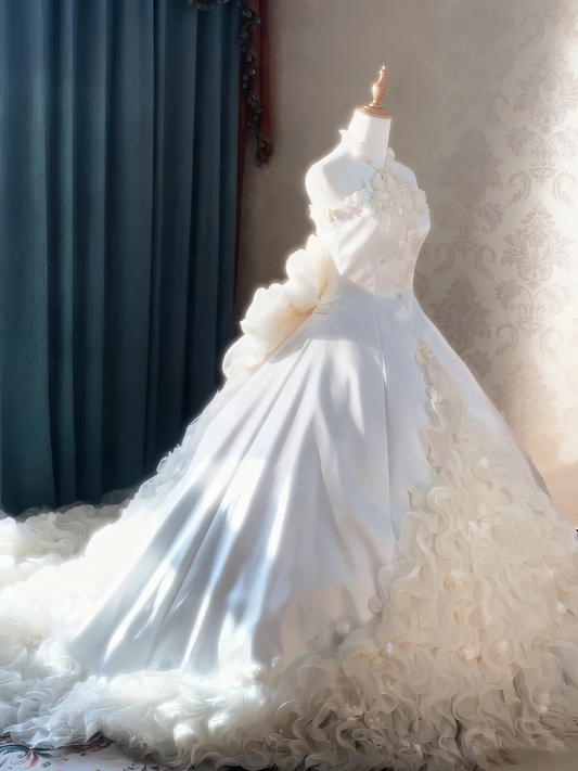 Robe de mariée beauté A-Line, décolleté en cœur, plissée, D3302