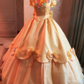 Newest Prom Dress Off Shoulder Flower Pleated Ball Gown Evening Dress Birthday Party Outfits  D3935