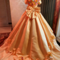 Newest Prom Dress Off Shoulder Flower Pleated Ball Gown Evening Dress Birthday Party Outfits  D3935