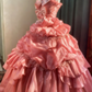 Beauty Prom Dress Strapless Pleated Ball Gown Evening Dress Birthday Party Outfits  D3936