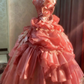 Beauty Prom Dress Strapless Pleated Ball Gown Evening Dress Birthday Party Outfits  D3936