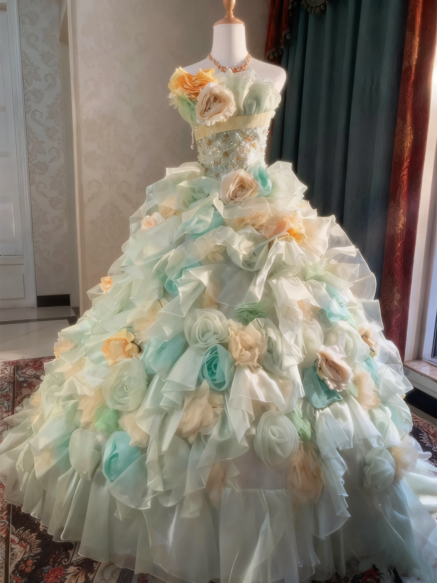 Glänzendes Ballkleid mit herzförmigem Pailletten-Meerjungfrauen-Abendkleid, Galakleid, Geburtstagspartykleid, D3415