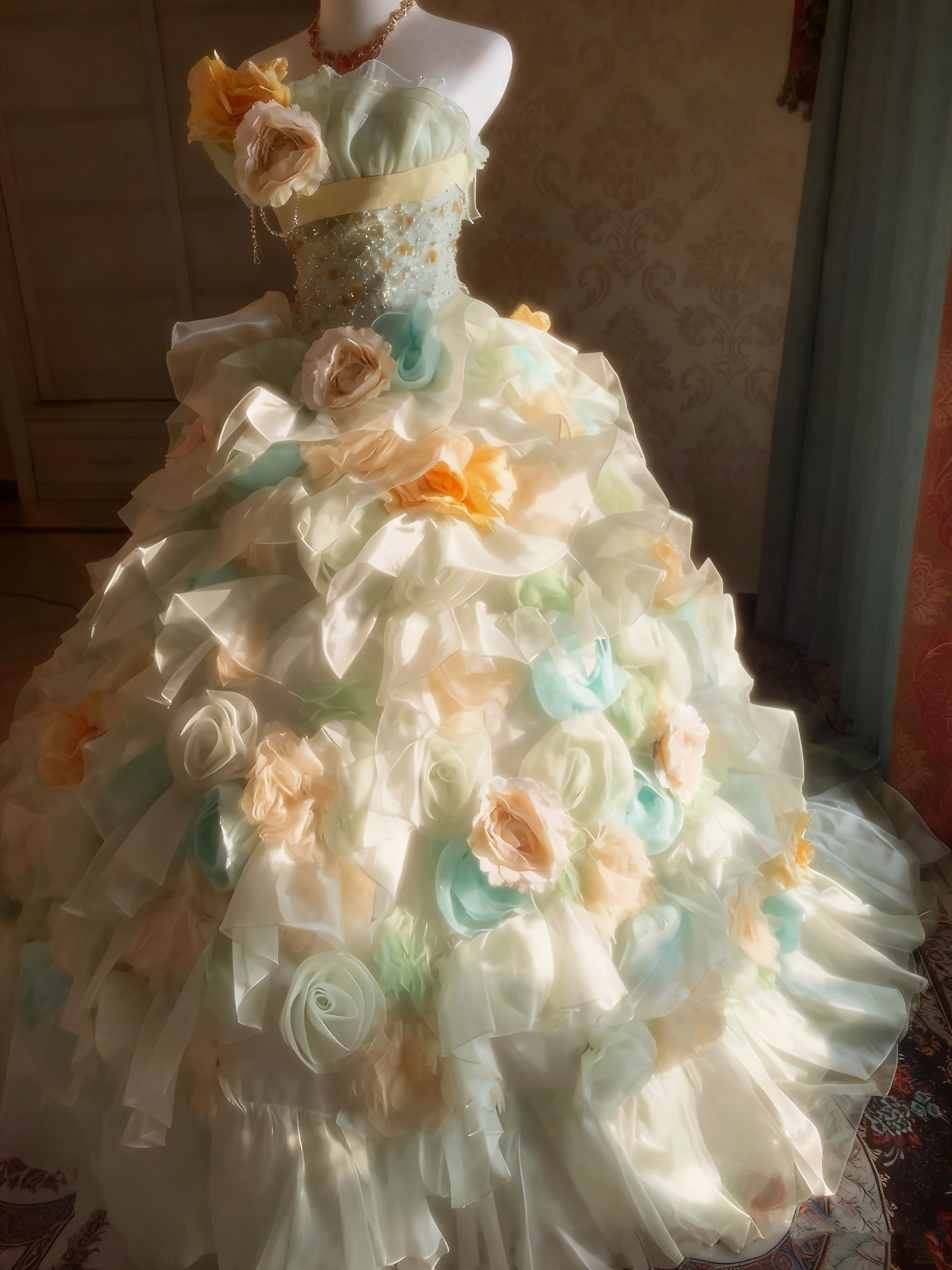 Glänzendes Ballkleid mit herzförmigem Pailletten-Meerjungfrauen-Abendkleid, Galakleid, Geburtstagspartykleid, D3415