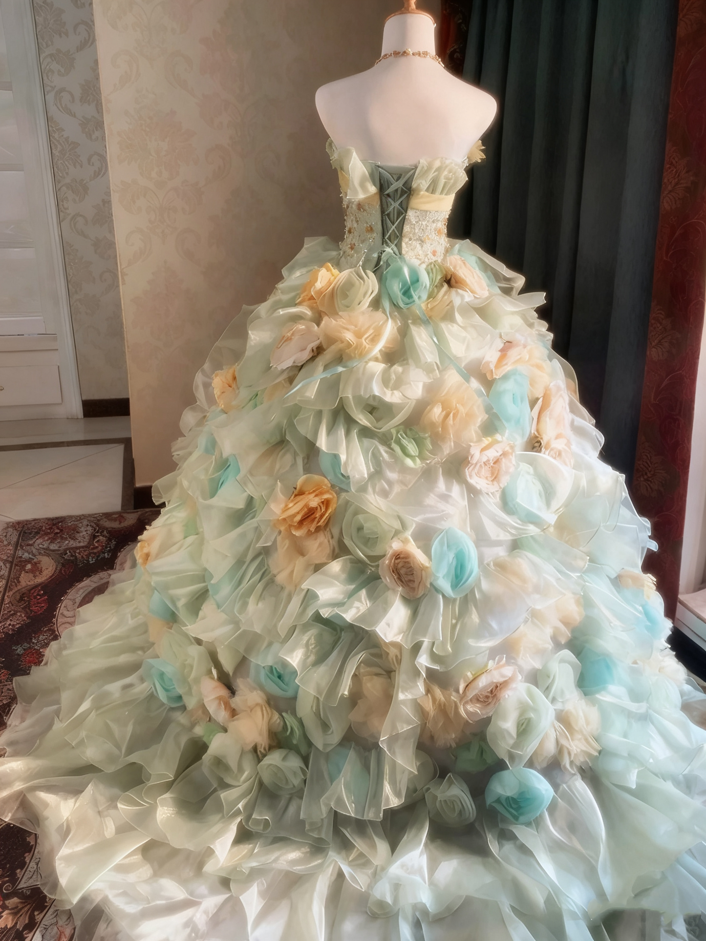 Glänzendes Ballkleid mit herzförmigem Pailletten-Meerjungfrauen-Abendkleid, Galakleid, Geburtstagspartykleid, D3415