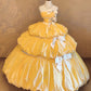 Popular Prom Dress Strapless Pleated Ball Gown  Evening Dres Sweet 16 Dress    D3950