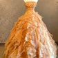Pretty Prom Dress Strapless Tiered Ruffle Ball Gown Evening Dress Birthday Party Outfits    D3957