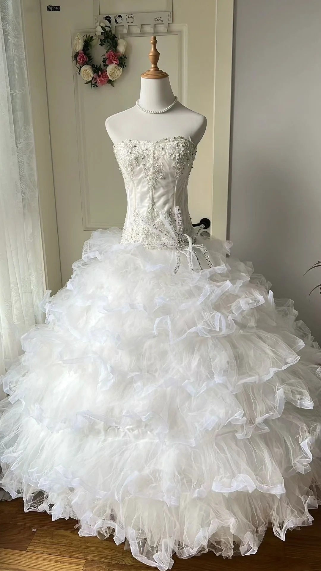 Beauty Wedding Dress Sweetheart Pleated Tiered Tulle Wedding Dress  D3967