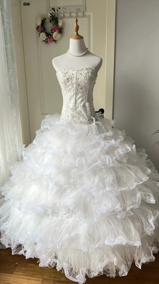 Beauty Wedding Dress Sweetheart Pleated Tiered Tulle Wedding Dress  D3967