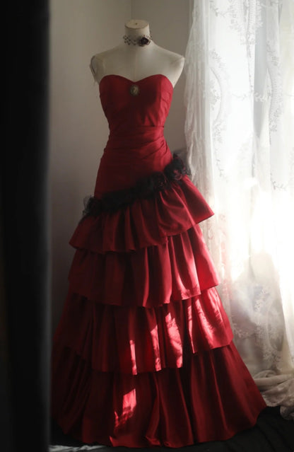 Pretty Prom Dress Sweetheart Pleated Tiered Evening Dress Gala Dress Birthday Party Outfits     D3972