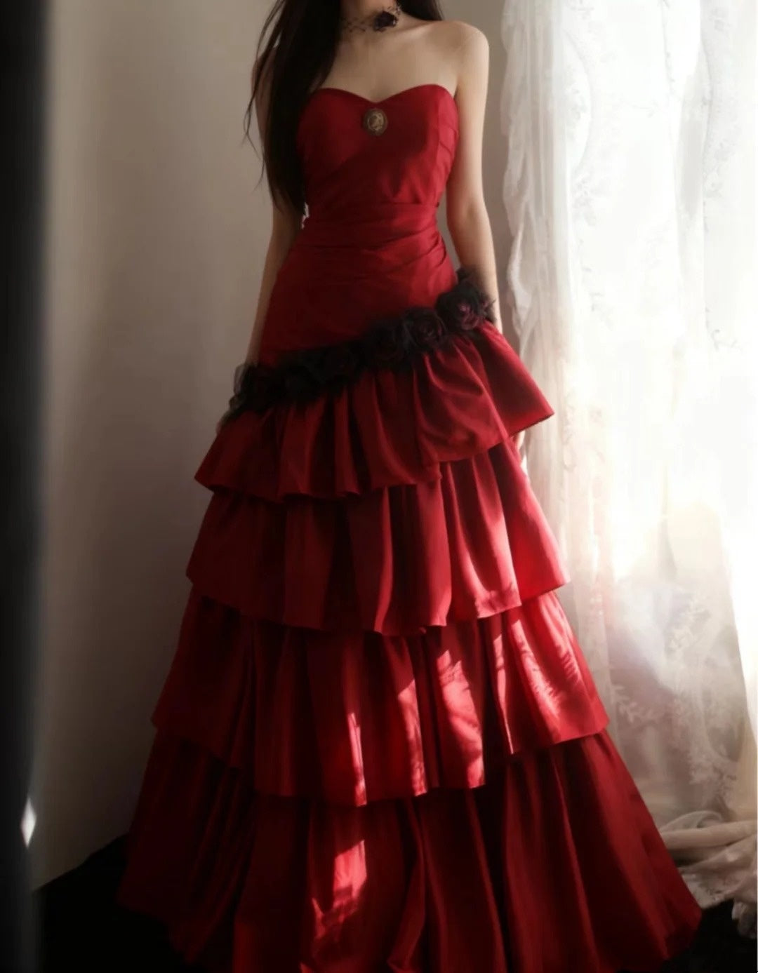 Pretty Prom Dress Sweetheart Pleated Tiered Evening Dress Gala Dress Birthday Party Outfits     D3972