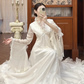 Retro Wedding Dress V-neck Pleated Tulle Wedding Dress  D3977